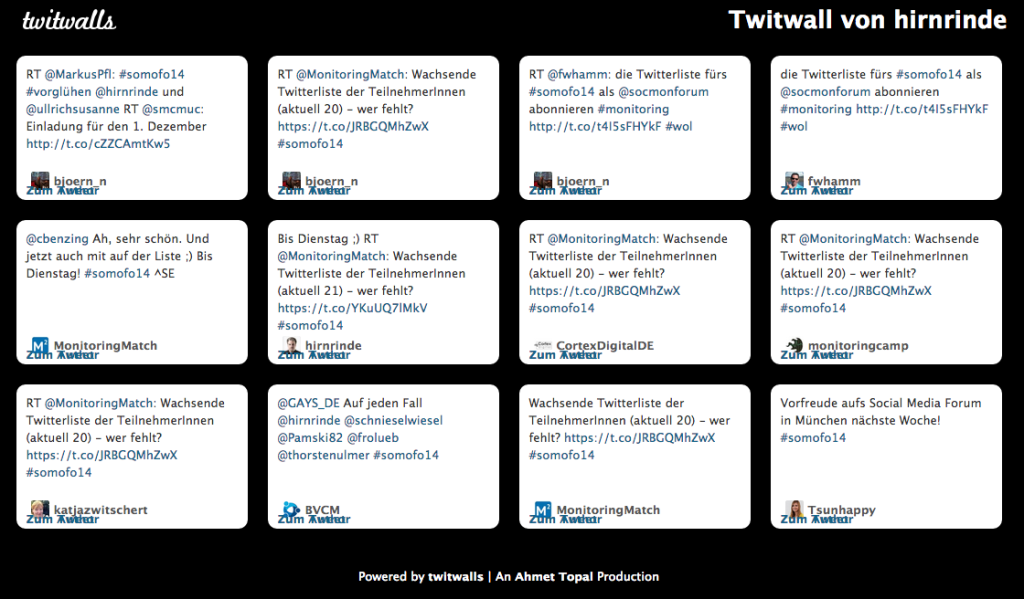 Kostenlose Twitterwalls von Twitwalls