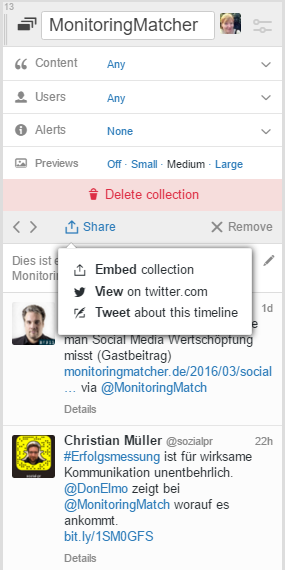 21 Tweetdeck Tipps: Sammlung einbetten