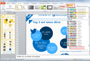 Im Reiter Entwurf lässt sich das Farbschema der PowerPoint anpassen. 