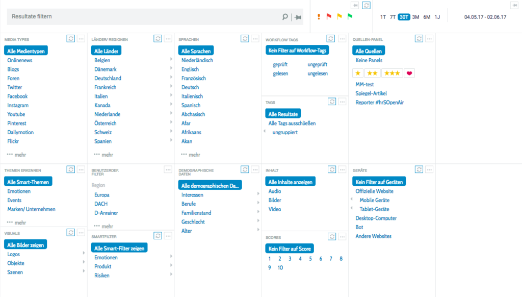 talkwalker update filter uebersicht